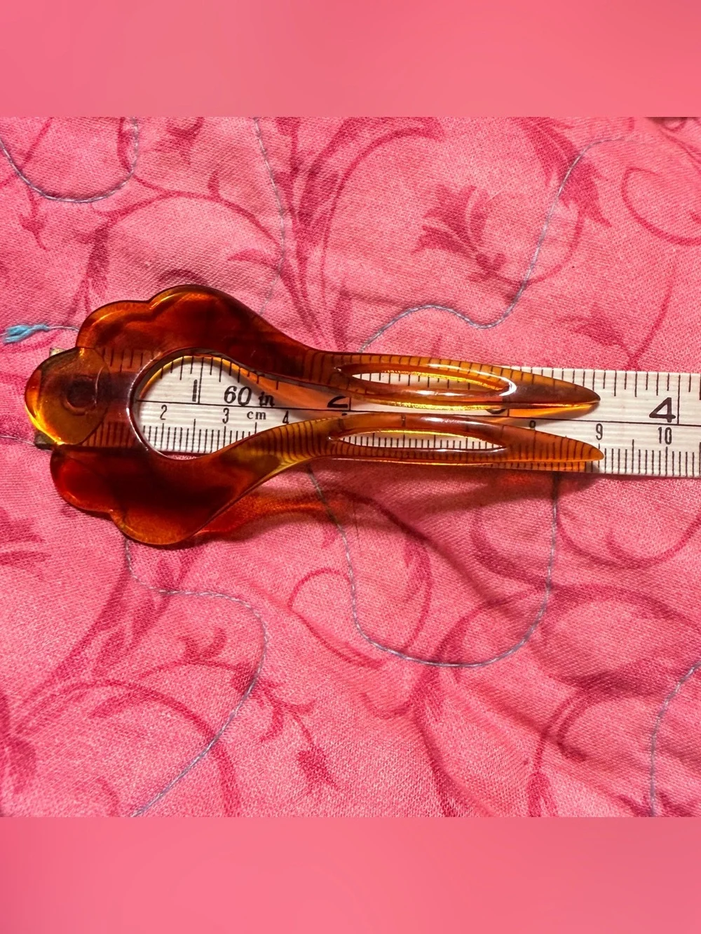 1960’s Tortoiseshell Hair Pick Made in Belgium, Deadstock Unworn, 3.5” Long